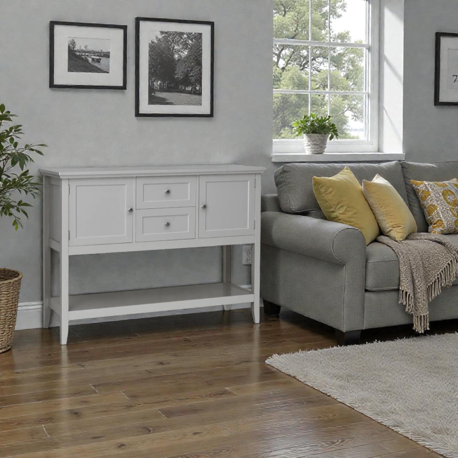 Hivvago - Multi-Drawer Wooden Sideboard Table for Dining or Living Areas - Gray