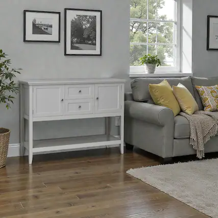 Front. Hivvago - Multi-Drawer Wooden Sideboard Table for Dining or Living Areas - Gray.