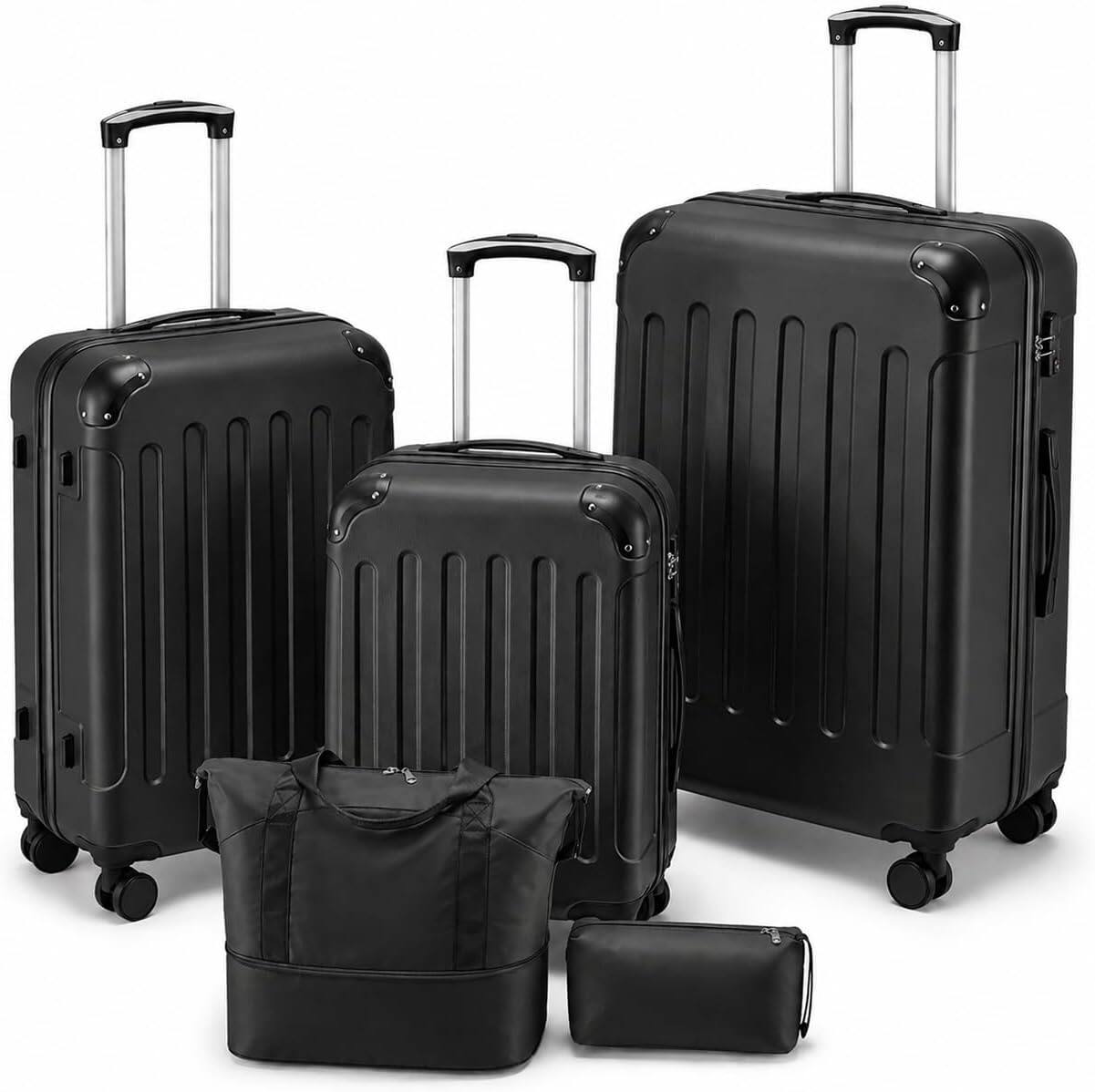 Alt View 6. LUGGEX - LUGGEX 20" Carry On Luggage Airline Approved Hardside Suitcase with TSA Approved Lock and Tote Bag - EX-Lite - Black - Black.