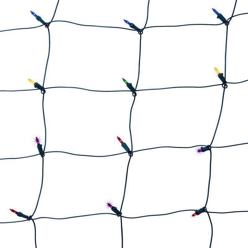 Angle. Celebrations - Celebrations Classic LED T5 Multicolored 100 ct Net Christmas Lights 4 ft..