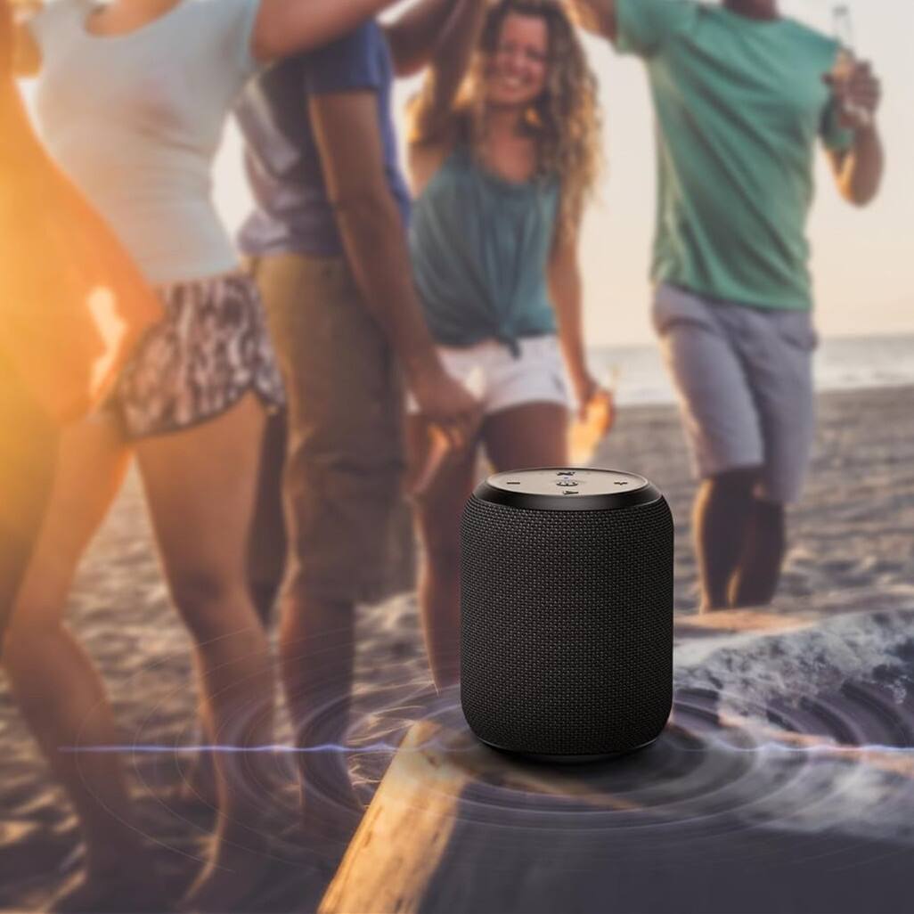 Back. Dazzed Corner - Portable Bluetooth Speaker with Stereo Sound - Black.
