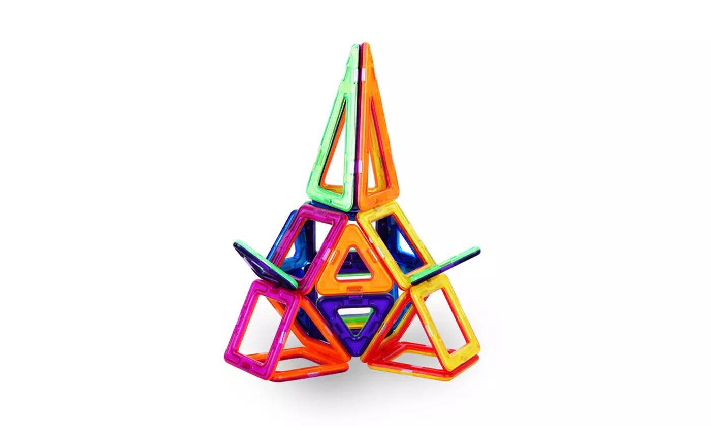 Link Kids Magnetic Building Blocks Tile Set with Storage Case 48 Piece ...