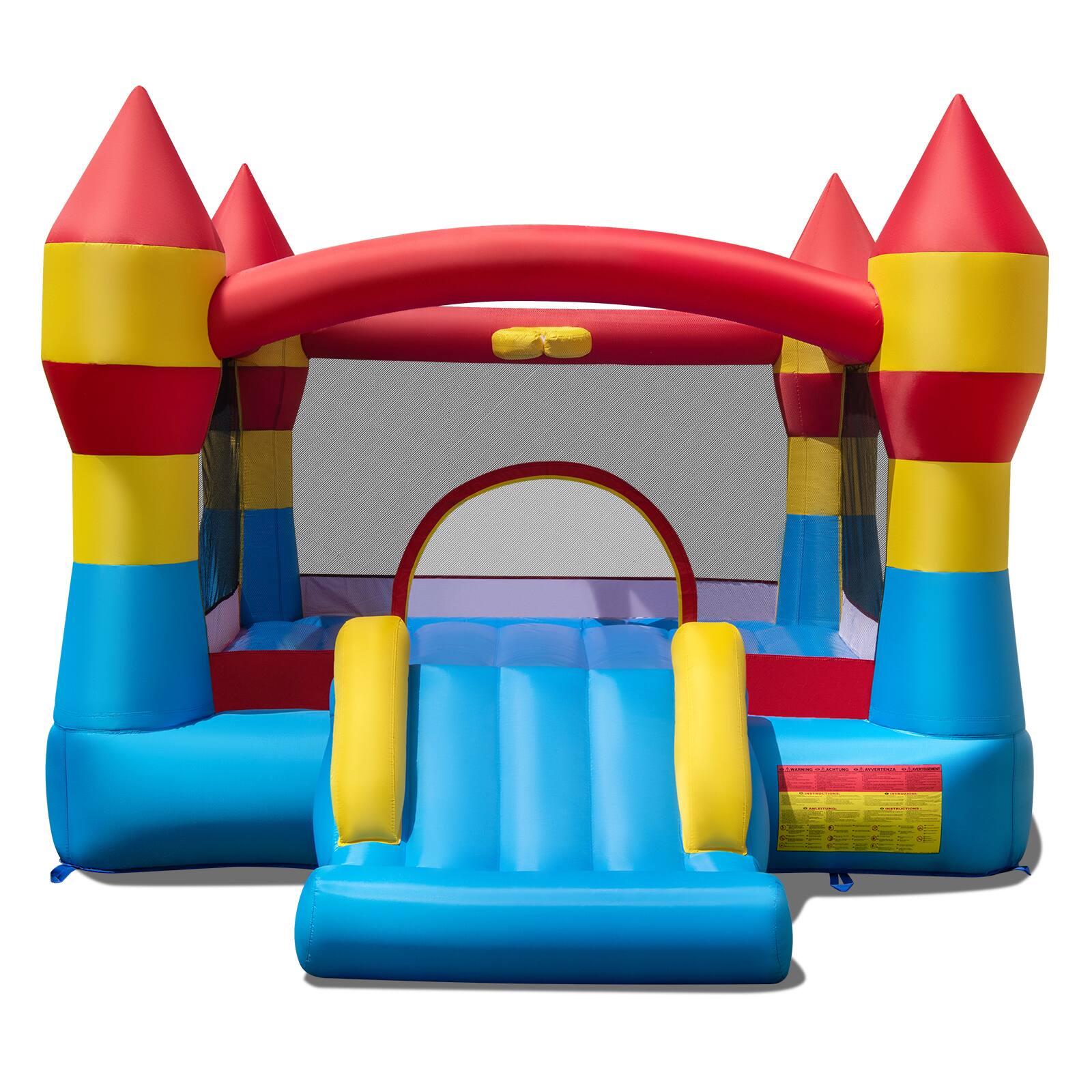 Alt View 9. Gymax - Gymax 3-in-1 Kids Bouncer w/Slide Large Jumping Area & Basketball Hoop w/ 520W Blower - Multicolor.