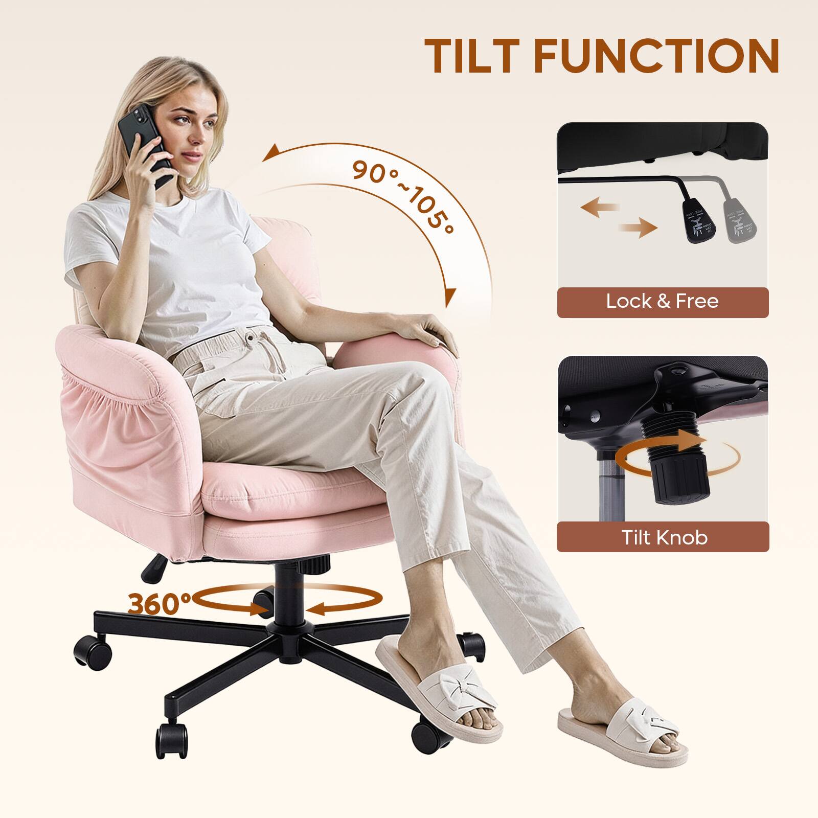 TILT FUNCTION  
90°~105°  
Lock & Free  
Tilt Knob  
360°