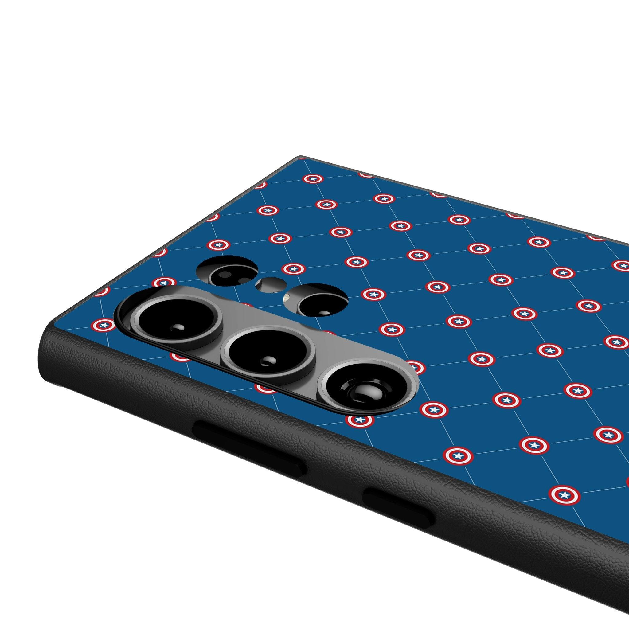 Back. Keyscaper - Marvel Pattern MagSafe Compatible Phone Case - Samsung Galaxy S25 Plus - Captain America.