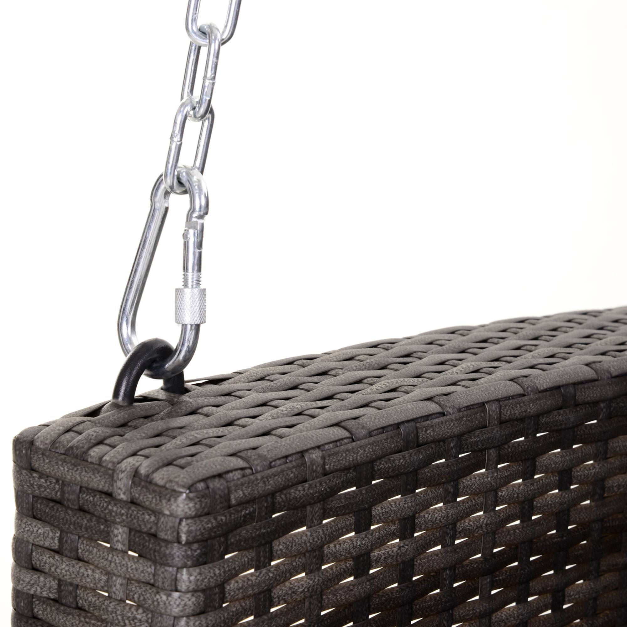 Alt View 7. Outsunny - 2 Person Wicker Hanging Swing Bench, Front Porch Swing Outdoor Chair with Cushions 550 lbs. Weight Capacity - Gray.