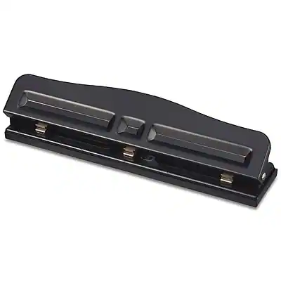 Front. Staples - Adjustable Punch, 10 Sheet Capacity, Black - Black.