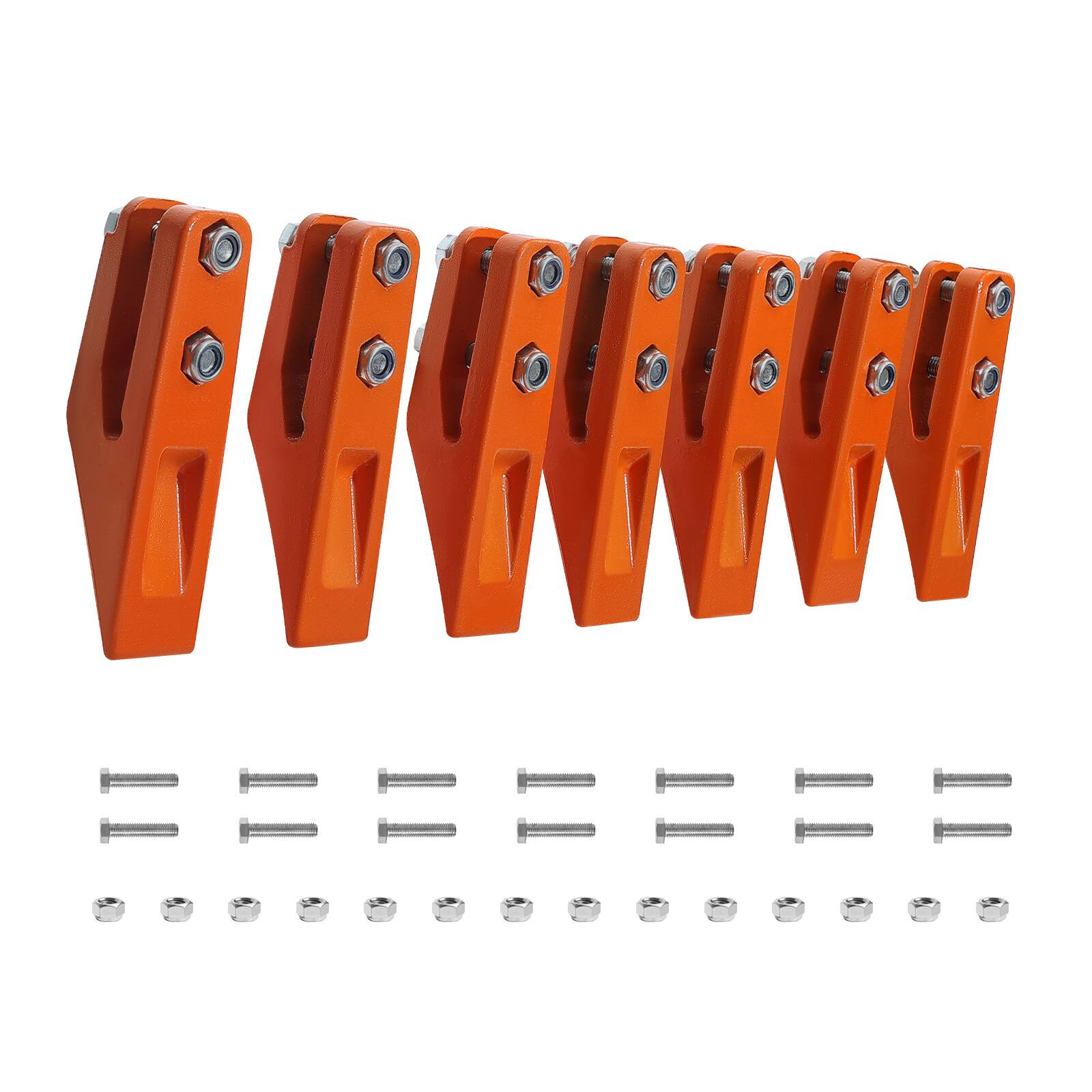 Alt View 5. VEVOR - Excavator Bucket Teeth with Pins,7 Pack 684447 Bucket Tooth Set Fits 5/8-in Buckets Edge,for Skid Steer & Mini Excavator - Orange.