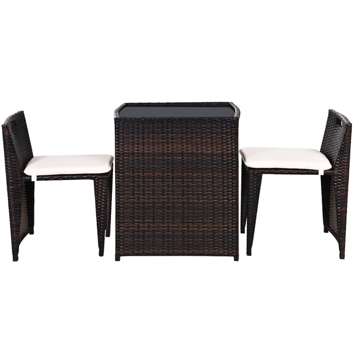 Back. Kadyn - Modern Outdoor Furniture Sets No Assembly Needed with Seat Cushion and Dining Table for Patio or Deck - Brown.