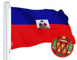 G128 - Haitian Flag — 2 x 3 ft Embroidered 220GSM Spun Polyester - Assorted Colors