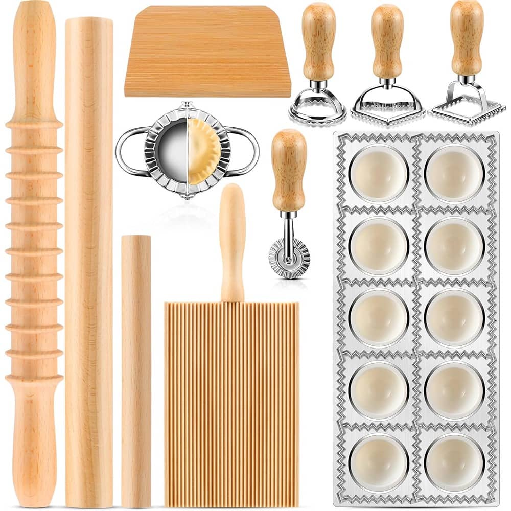 PARKER SLATER - 12-Piece Pasta Maker Set – Includes Molds, Cutters, and Rolling Pin