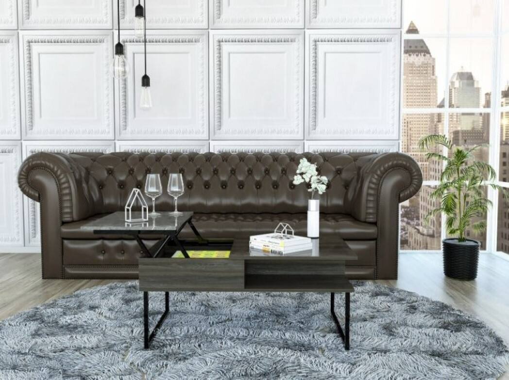 Angle. Hivvago - Hivvago 41 Inch Metal Lift Top Coffee Table With Two Shelves - Onyx.