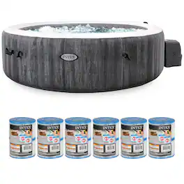 Intex - PureSpa Plus Inflatable Hot Tub and Type S1 Filter Cartridges, (12 Pack) - Gray