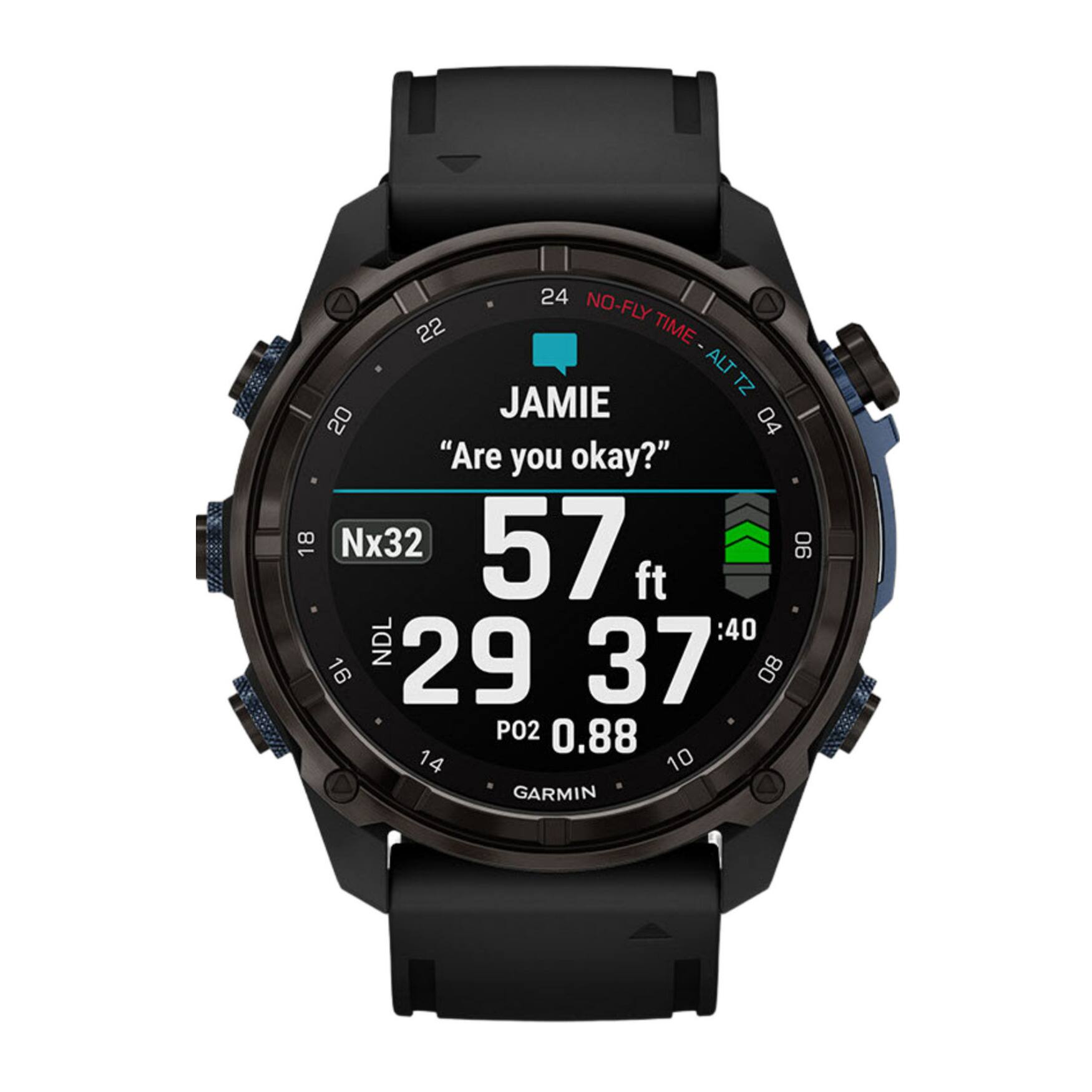 The corrected and grouped text from the image is:

- "NO-FLY TIME - ALT"
- "JAMIE"
- "22"
- "20"
- "04"
- "Are you okay?"
- "18"
- "Nx32"
- "57"
- "90 ft"
- "NDL"
- ":40"
- "16"
- "29"
- "37"
- "08"
- "P02"
- "0.88"
- "14"
- "10"
- "GARMIN"