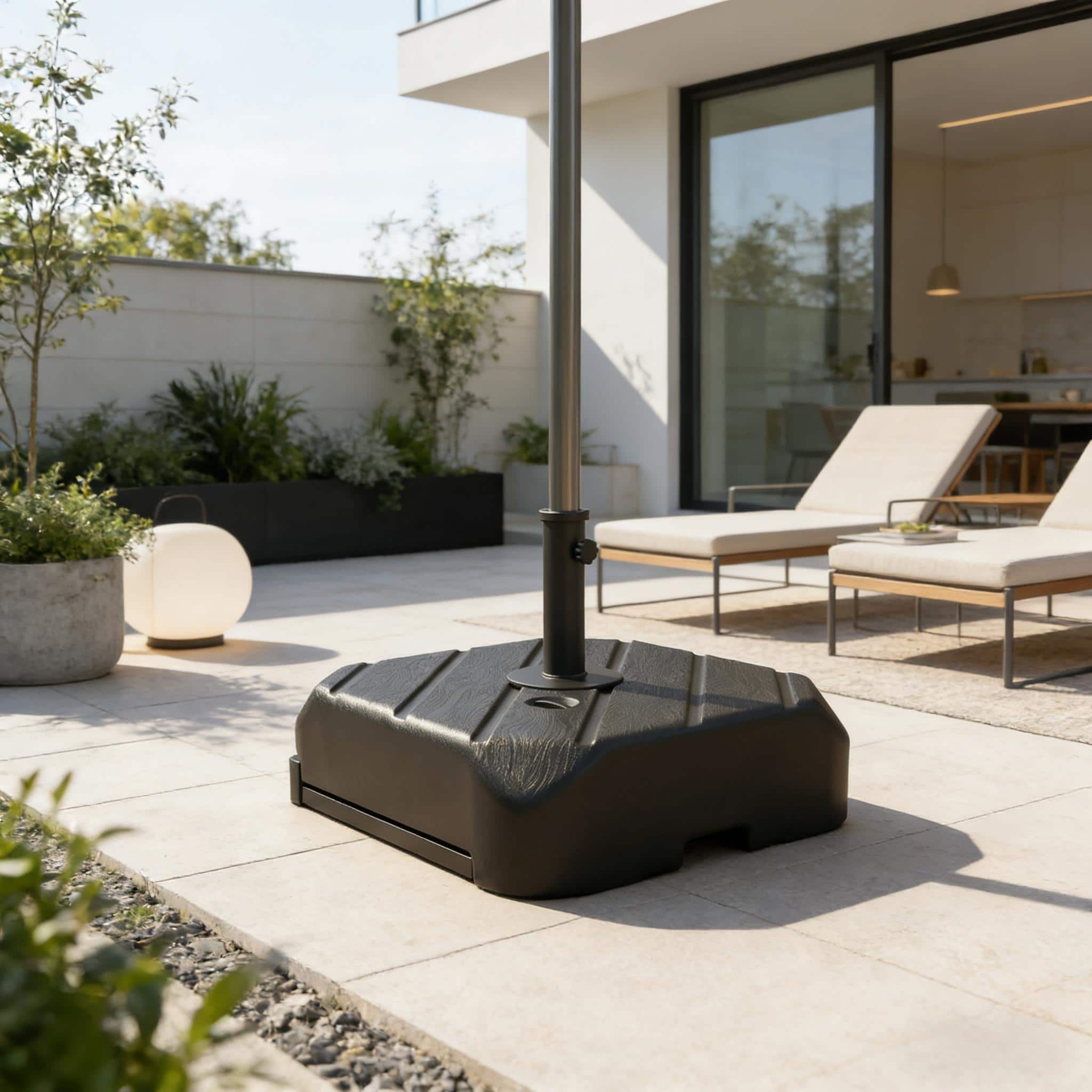 Anysun - Fillable Design Convenient Mobile Garden Umbrella Base, Assembly Required - Black