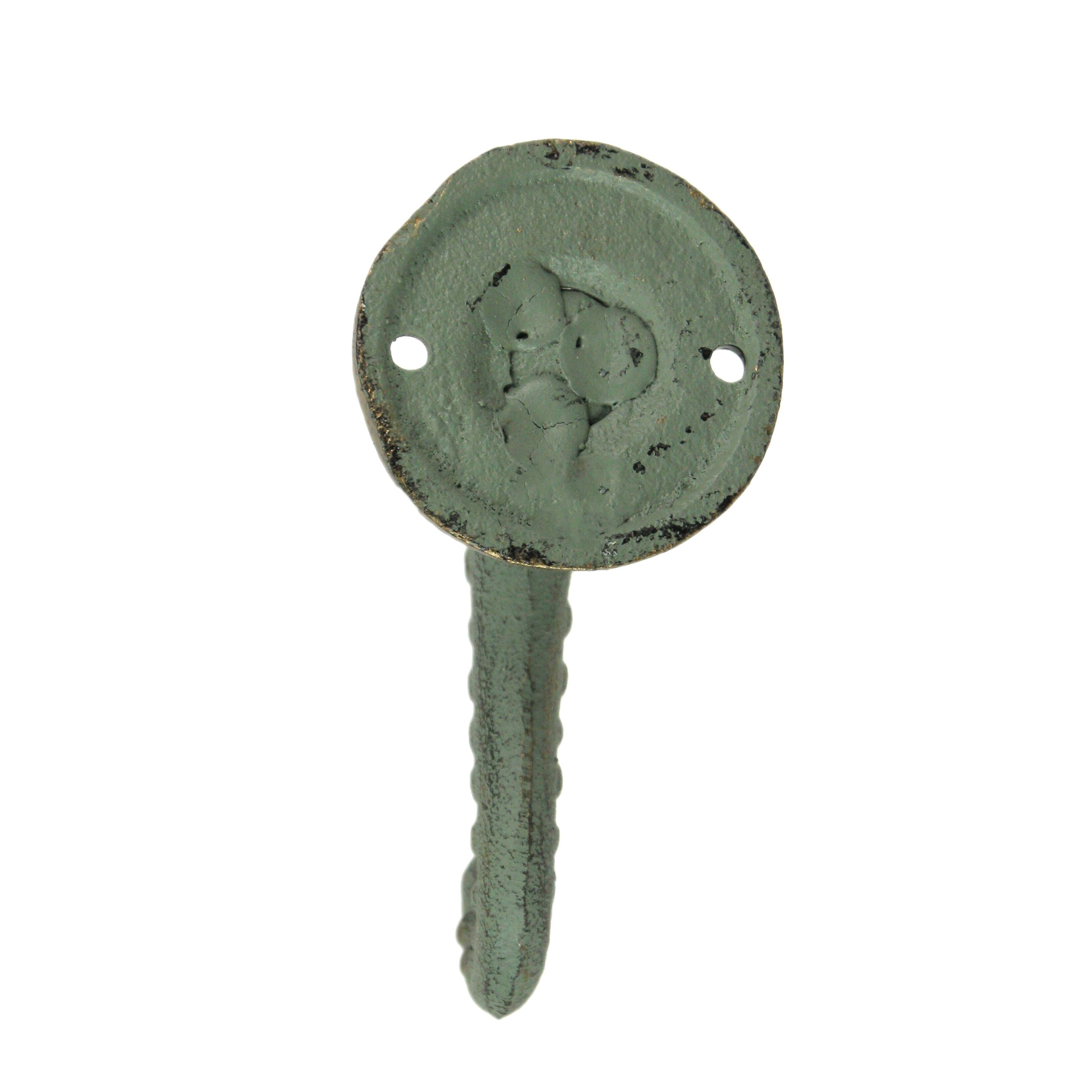 Alt View 7. Zeckos - Verdigris Bronze Cast Iron Octopus Tentacle Wall Hook Nautical Set of 3 - Green.