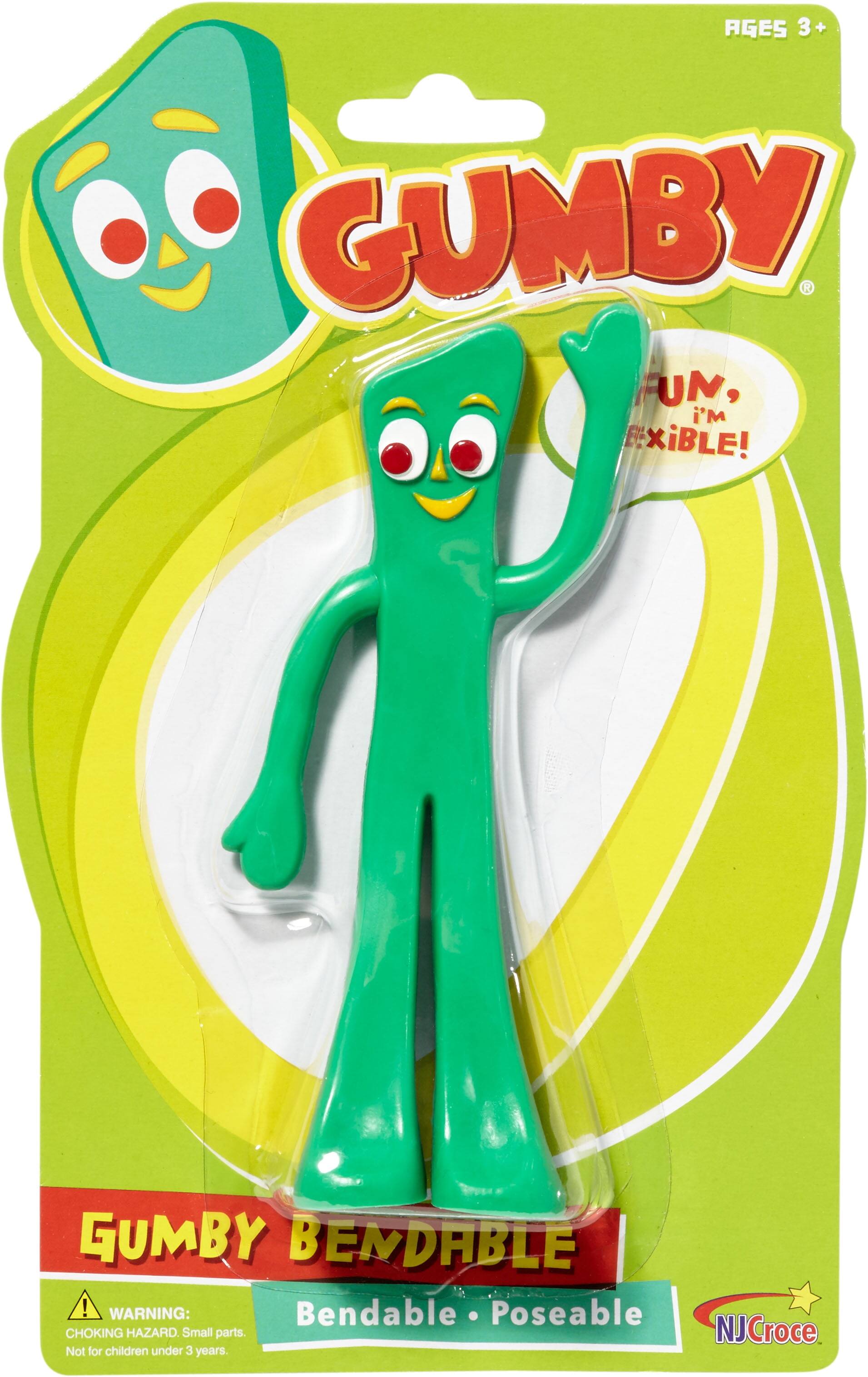 AGES 3+  
GUMBY  
FUN, I'M EXiBLE!  
GUMBY BENDABLE  
Bendable • Poseable  
WARNING: CHOKING HAZARD. Small parts. Not for children under 3 years.  
NJ Croce