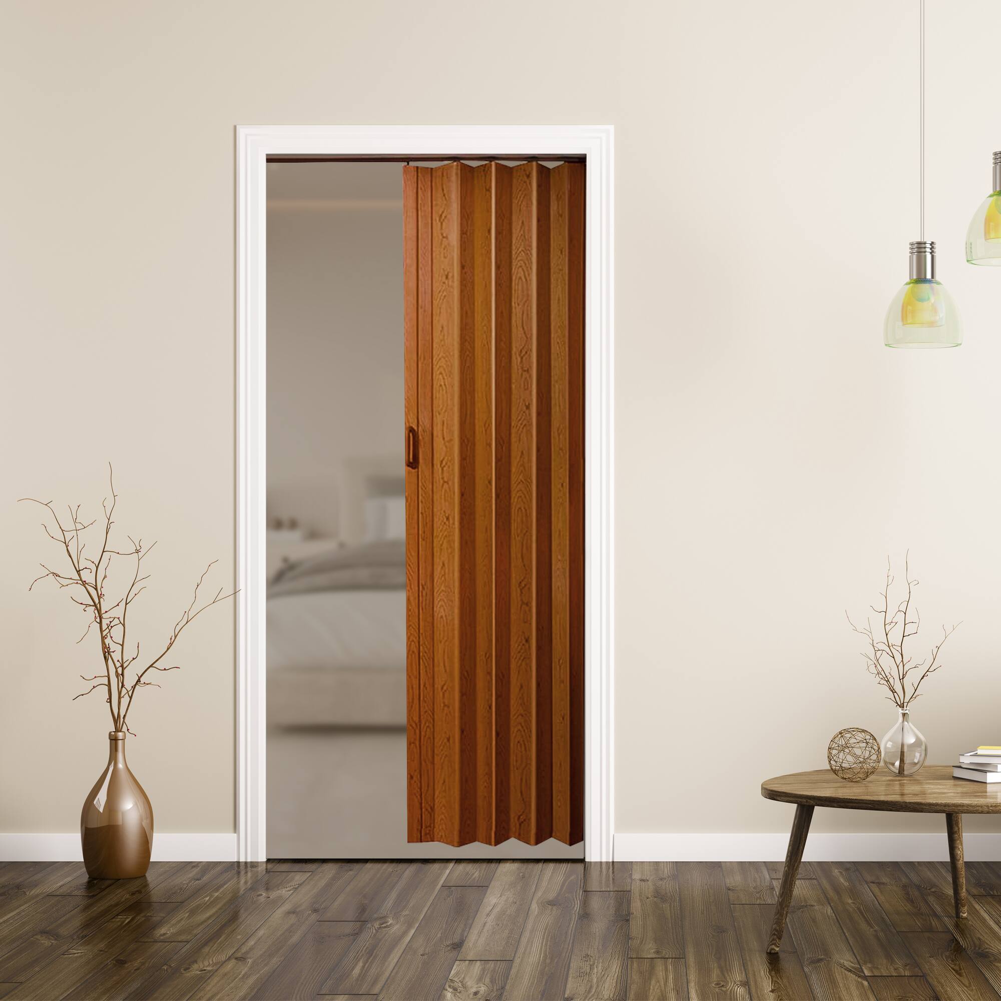 Alt View 2. LTL Home Products - LTL Home Products OK4880PC Oakmont Accordion Folding Door, 48 x 80 Inches, Pecan - Brown.