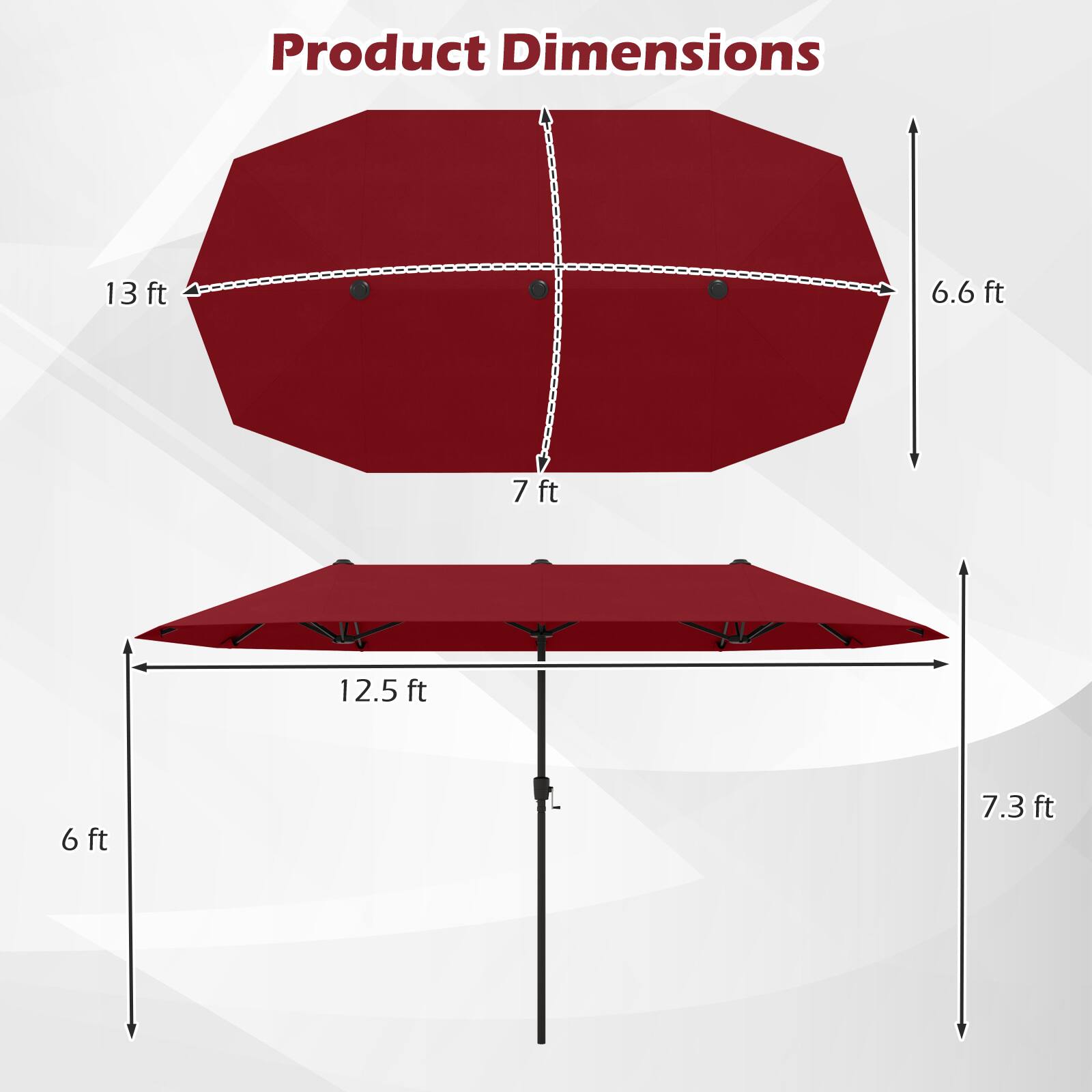 Product Dimensions 13 ft 6.6 ft 7 ft 12.5 ft 6 ft 7.3 ft