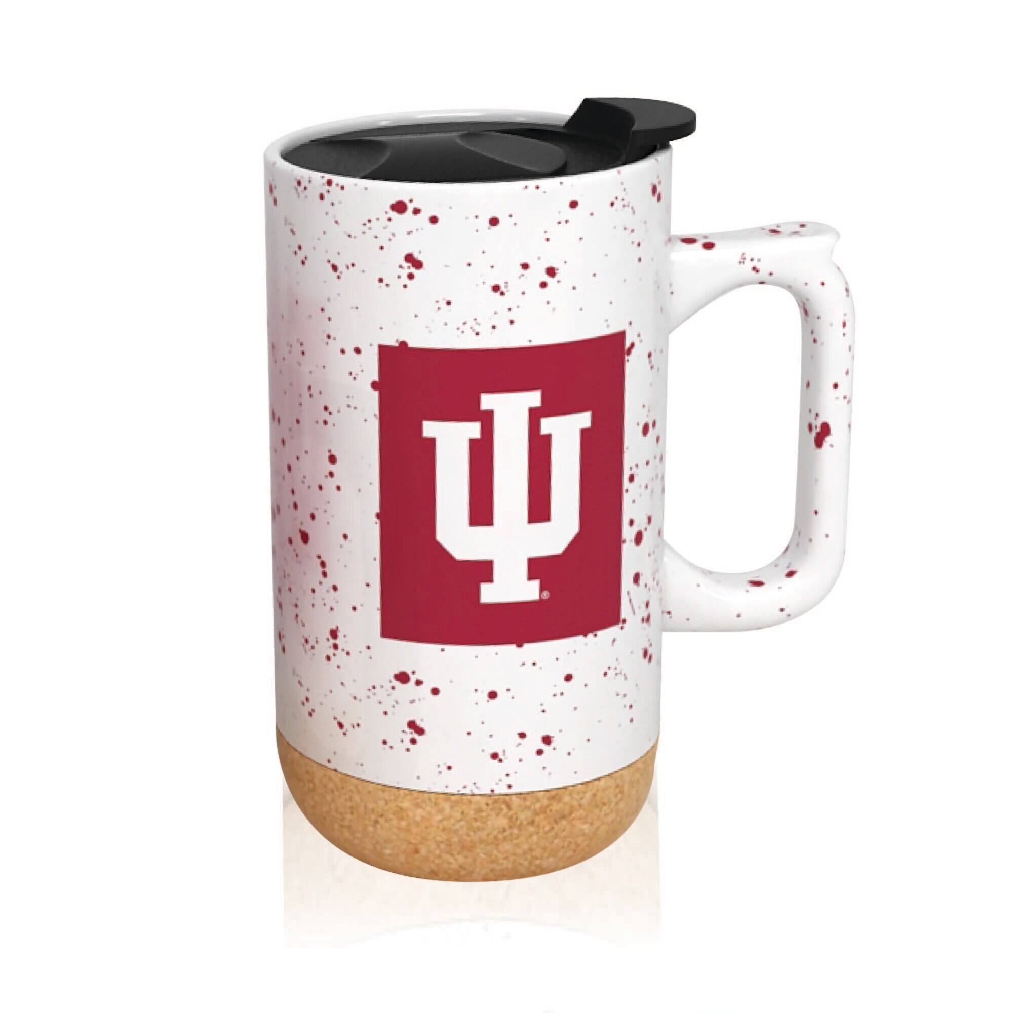 Alt View 1. Indigo Falls - Indiana Hoosiers 18oz. Speckle Cork Mug - Cream.