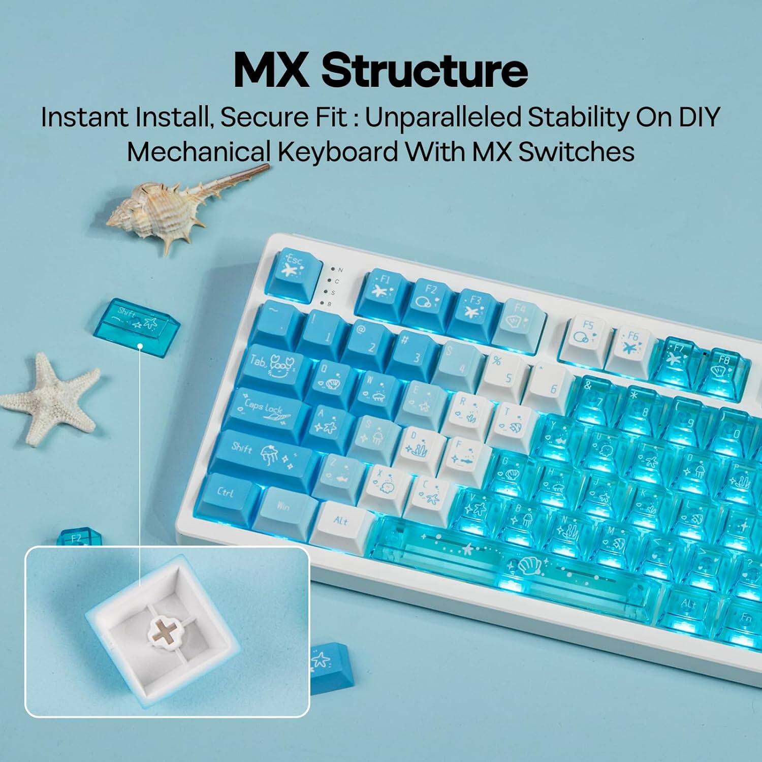 MX Structure  
Instant Install, Secure Fit: Unparalleled Stability On DIY Mechanical Keyboard With MX Switches