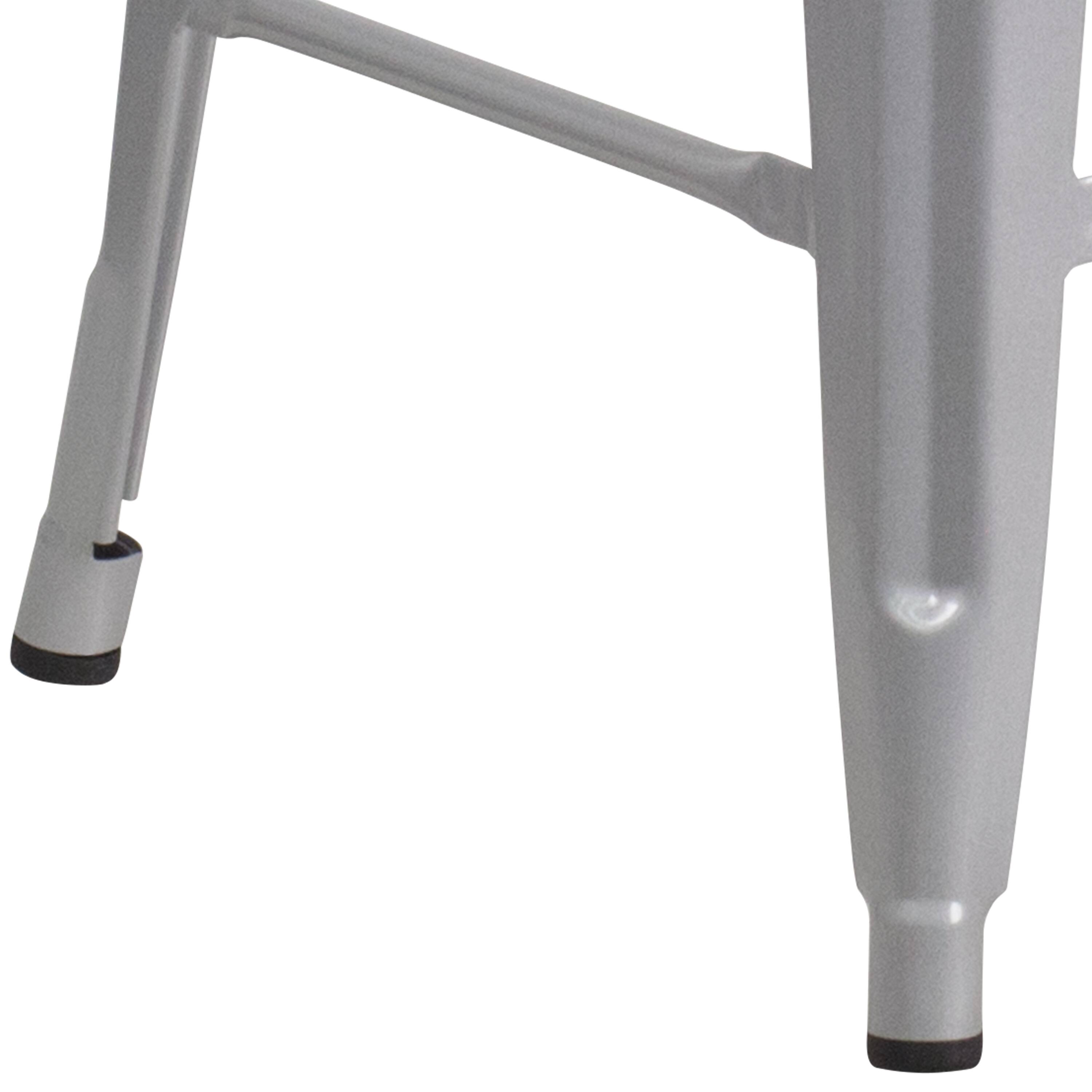 Alt View 5. Emma + Oliver - 24"H Backless Metal Counter Height Stool with Wood Seat - Silver.