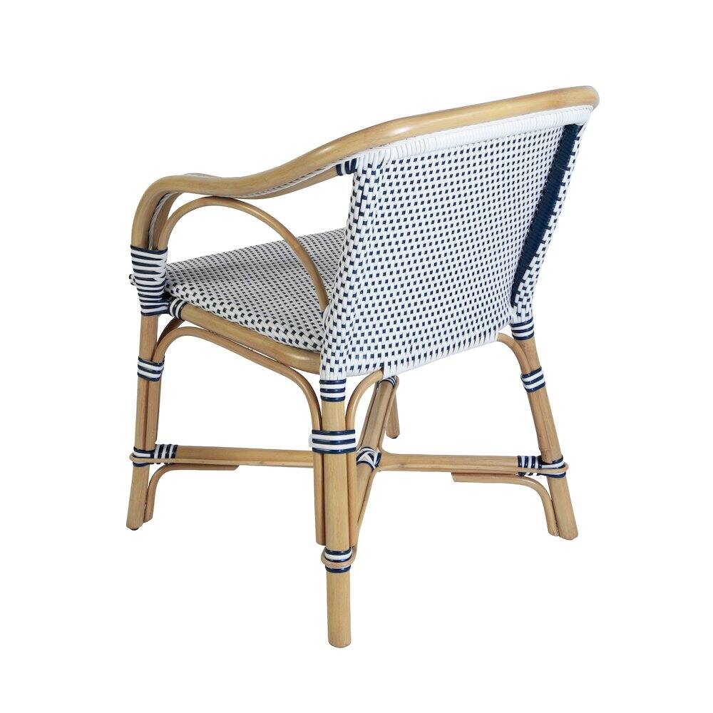 Back. Butler Specialty - Portofino 18.75 in. Seat Height Rattan Arm Chair - White And Navy.
