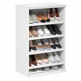 Furinno - FANO Shoe Rack, 4-Tier Shoe Organizer, Closet Shoe Shelf with Angled, Adjustable Shelves, Stackable Shoe Storage - White