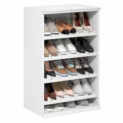 Front. Furinno - FANO Shoe Rack, 4-Tier Shoe Organizer, Closet Shoe Shelf with Angled, Adjustable Shelves, Stackable Shoe Storage - White.