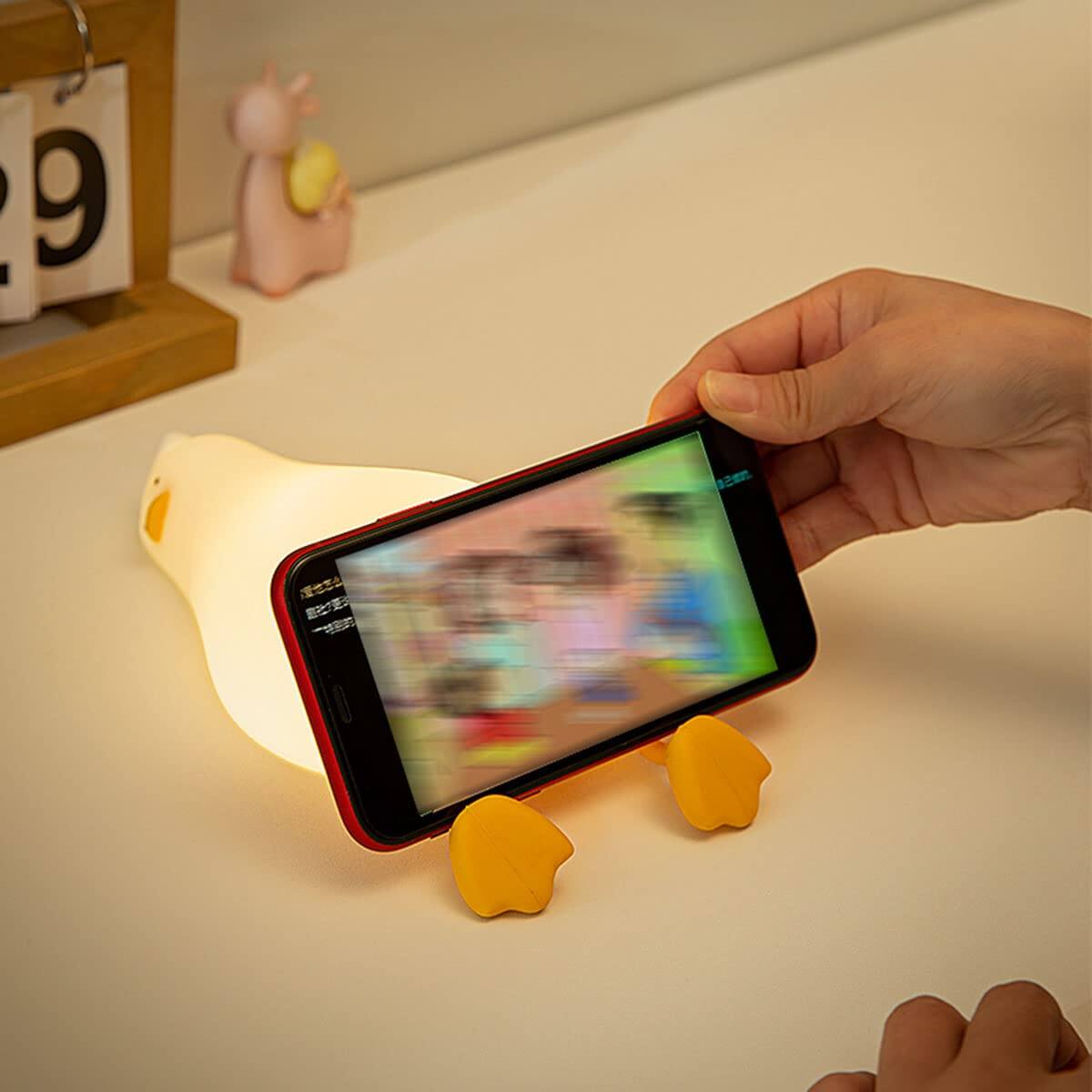 Back. MAGICAL RUBS - Led Lying Flat Duck Night Light 3 Level Dimmable Nightlight Cute Lamps Silicone Squishy Up Rechargeable Bedside... - A-Duck light.