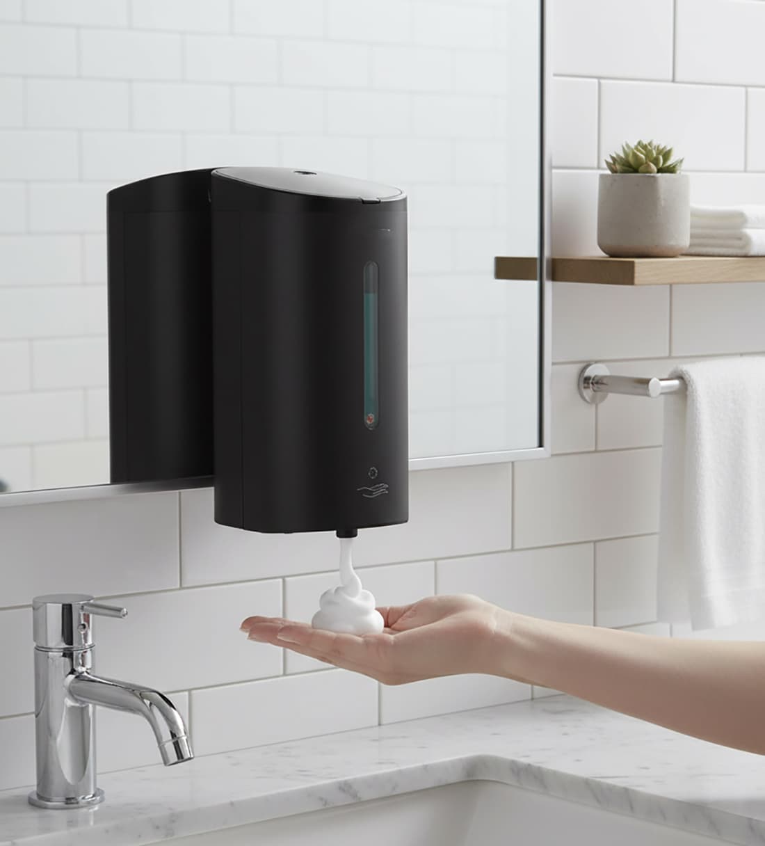 Alt View 4. FINEAK - Automatic Foam Soap Dispenser 25 OZ Wall Mount AK1205FA Matte Black - Matte Black.