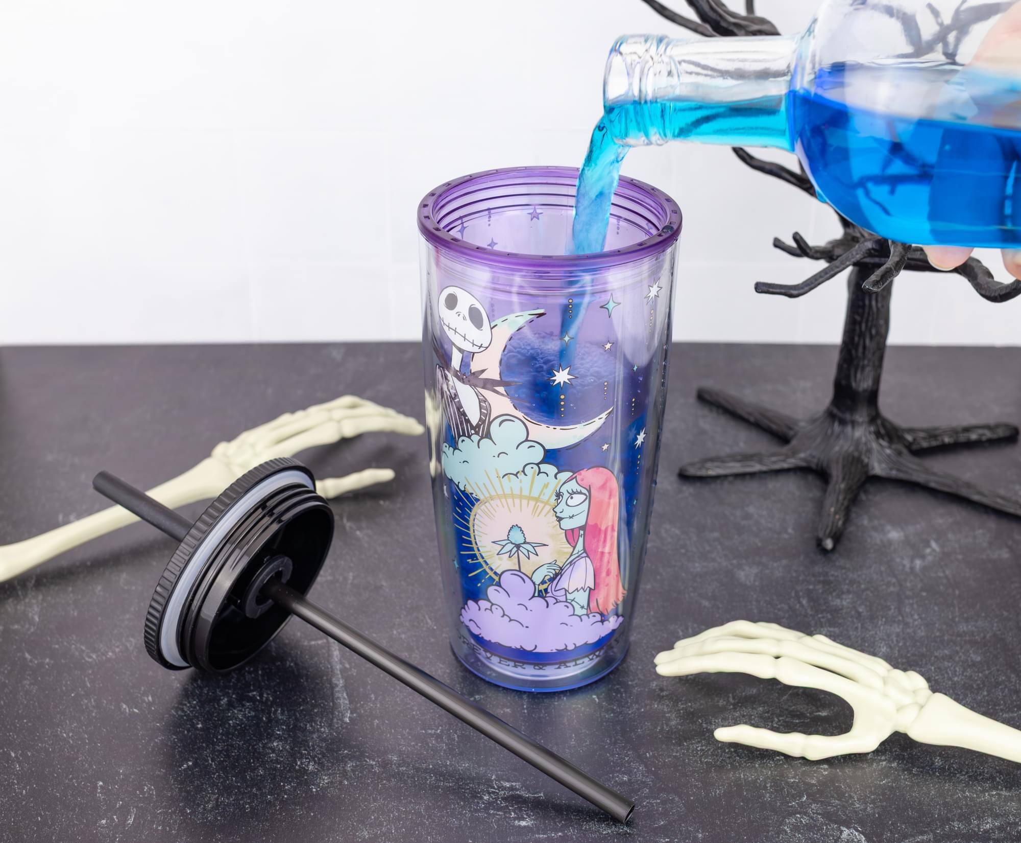 Alt View 5. Silver Buffalo - Disney The Nightmare Before Christmas "Forever and Always" 20-Ounce Tumbler - Multi-Colored.