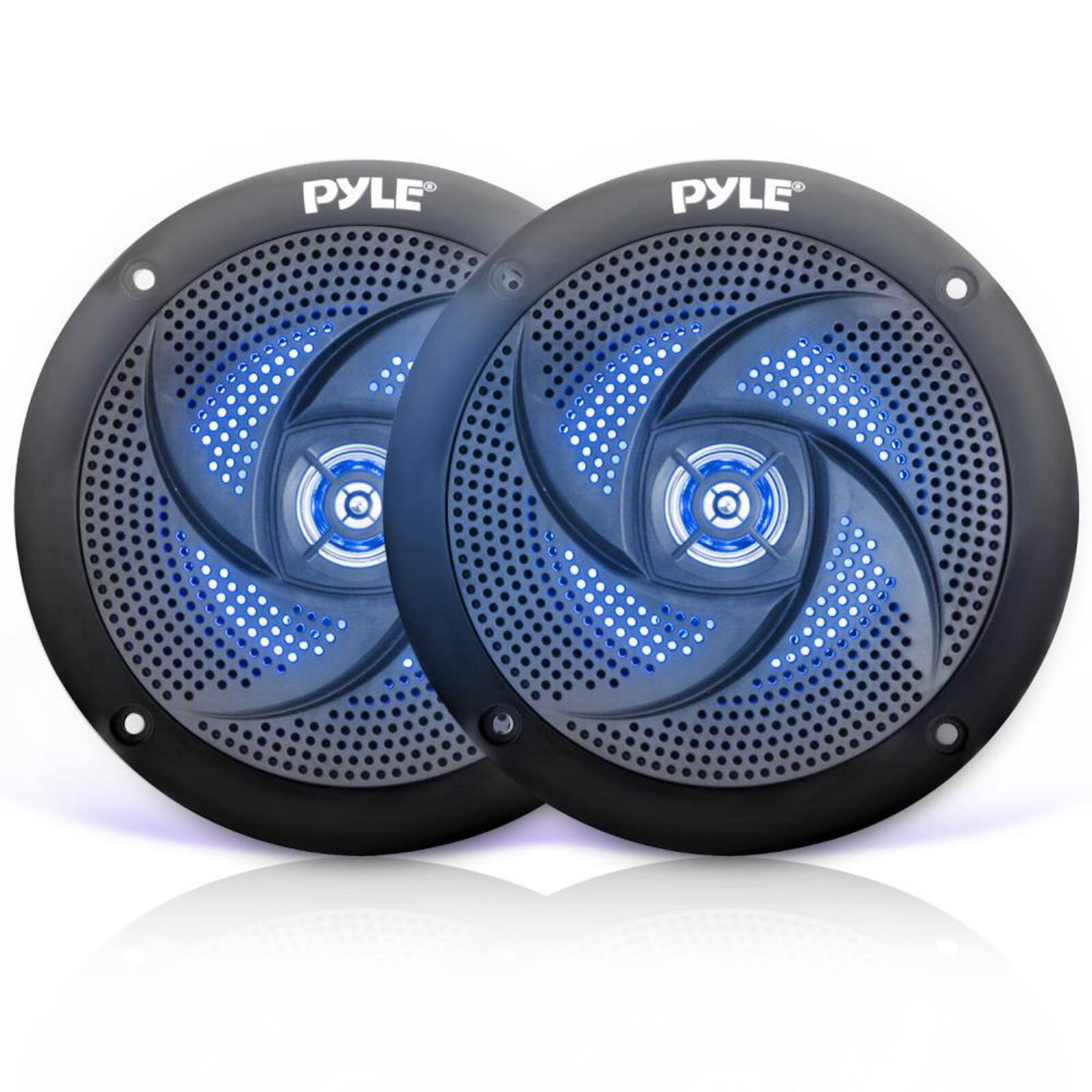 "Pyle - PLMRS43BL 4"" 100 Watt Max 2-Way Marine Low Profile Blue Flashing LED Boat Audio Speakers (Pair) - Black" price history on PriceWatchPro