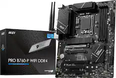 Front. MSI - PRO B760-P WIFI DDR4 (Socket 1700) USB 3.2 Intel Motherboard - Black.