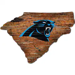 Fan Creations - Carolina Panthers 23.5" x 23.5" Distressed State with Logo Sign - Multicolor