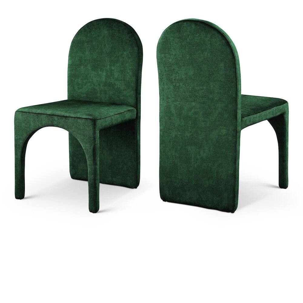 Front. Meridian Furniture - Summer Green Velvet Dining Side Chair, Set of 2 - Green.