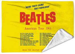 PopMarket - The Beatles - Rocksax - The Beatles - America Tour Yellow - Sherpa Fleece Blanket (60 in x 80 in) - Multicolor
