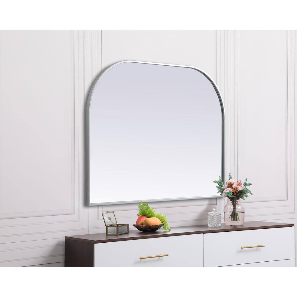 Alt View 2. Elegant Decor - Metal Frame Arch Mirror 40x30 Inch in Silver - Silver.