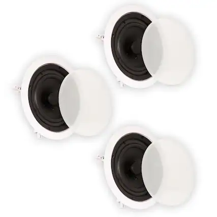 Front. Theater Solutions by Goldwood - TS65C in Ceiling 6.5" Speakers Surround Sound Home Theater 5 Piece Speaker Set - Paintable White.