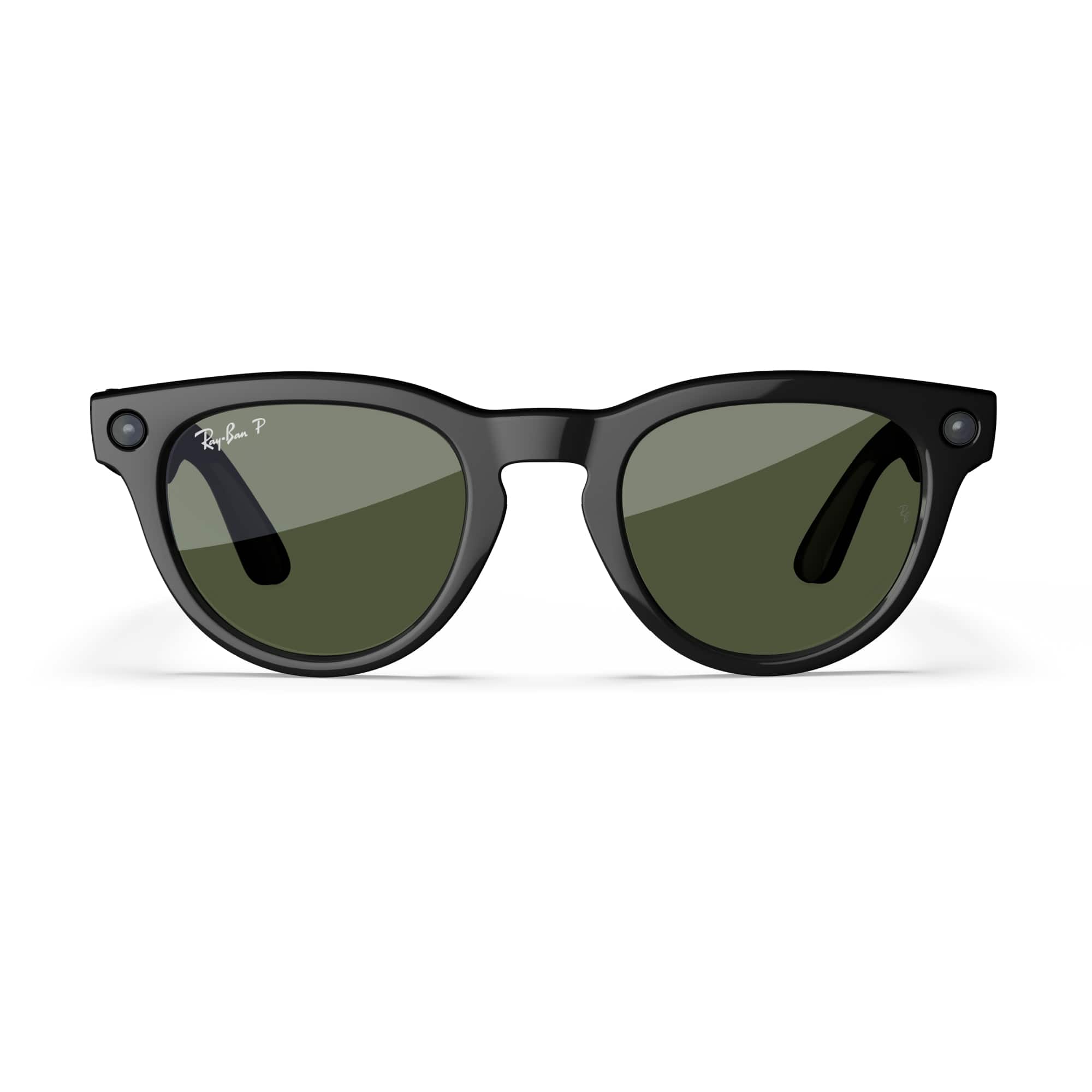 Alt View 6. Ray-Ban Meta - Headliner (Gen 1) glasses with Meta AI, Audio, Photo, Video Compatibility - Polarized Green Lenses - Shiny Black.