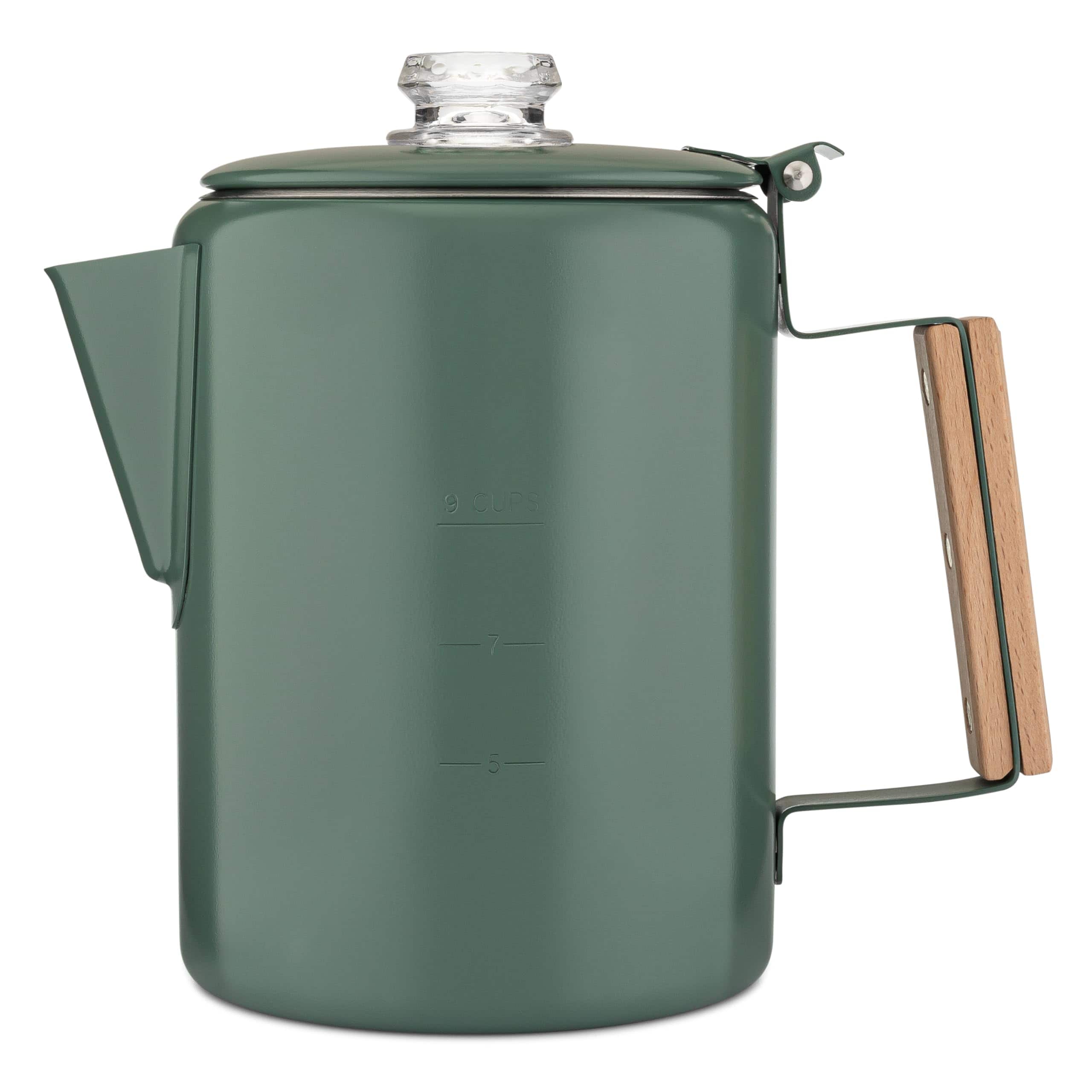 Dapper Styles - Bozeman Camping Coffee Pot - Makers Percolator - America' Sleekest No Aluminum Or Plastic () - Camp Green