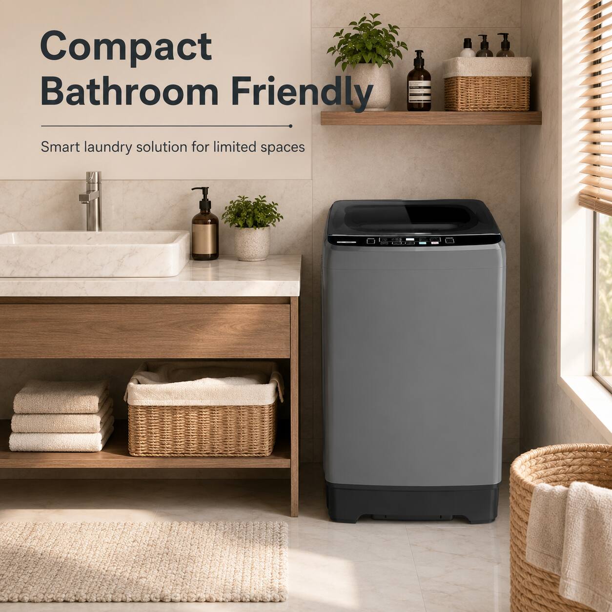 Compact Bathroom Friendly  
Smart laundry solution for limited spaces