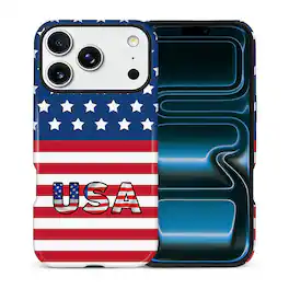 Finnhomy - Smartphone Case for iPhone 17 Pro Max Dual Layer Protective Phone Case Shockproof Anti Slip Slim Cover Keep Smile - USA Flag for iPhone 17 Pro Max