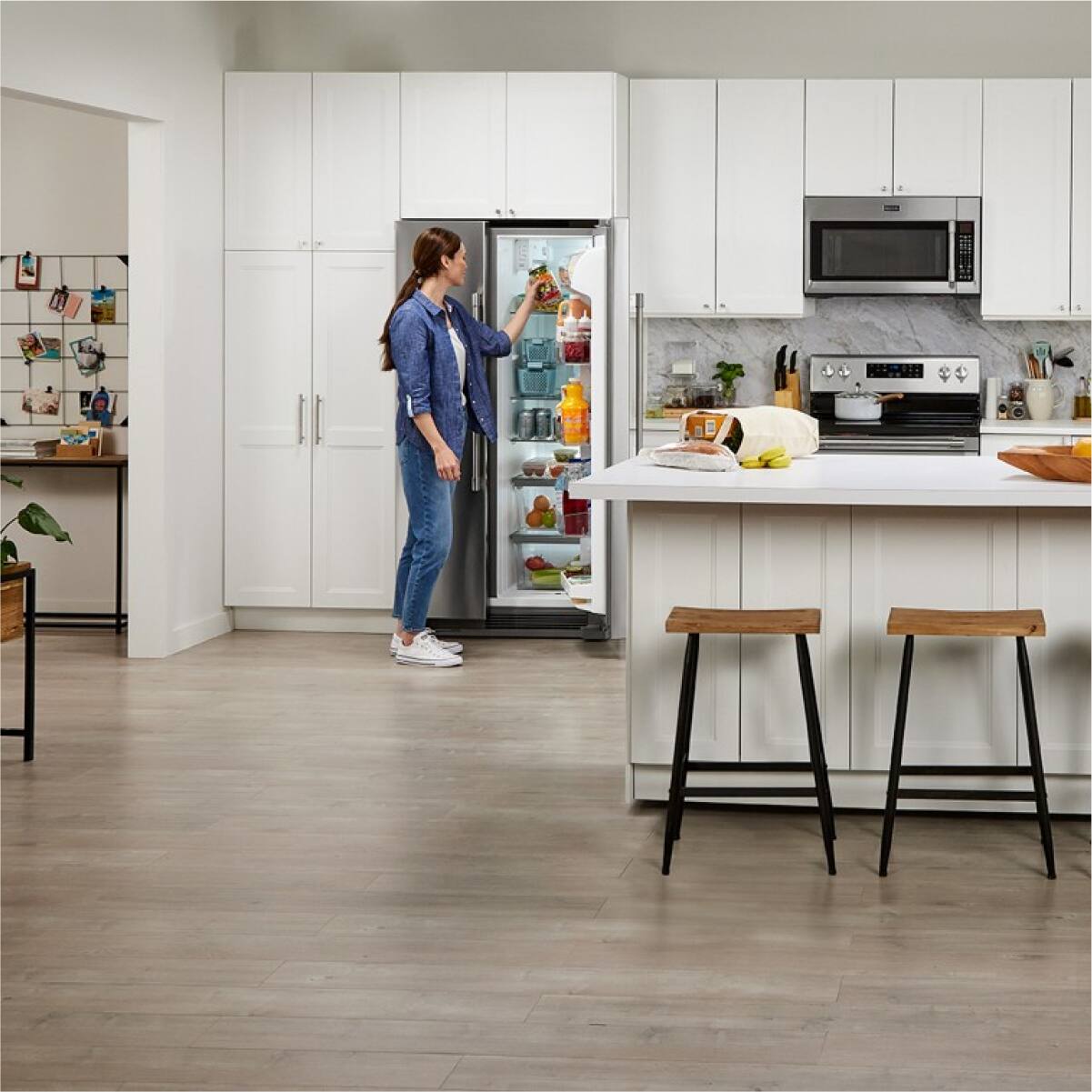 Alt View 6. Maytag - 25 Cu. Ft. Side-by-Side Freestanding Refrigerator with Humidity-Controlled FreshLock Crisper - Fingerprint-Resistant Stainless Finish.