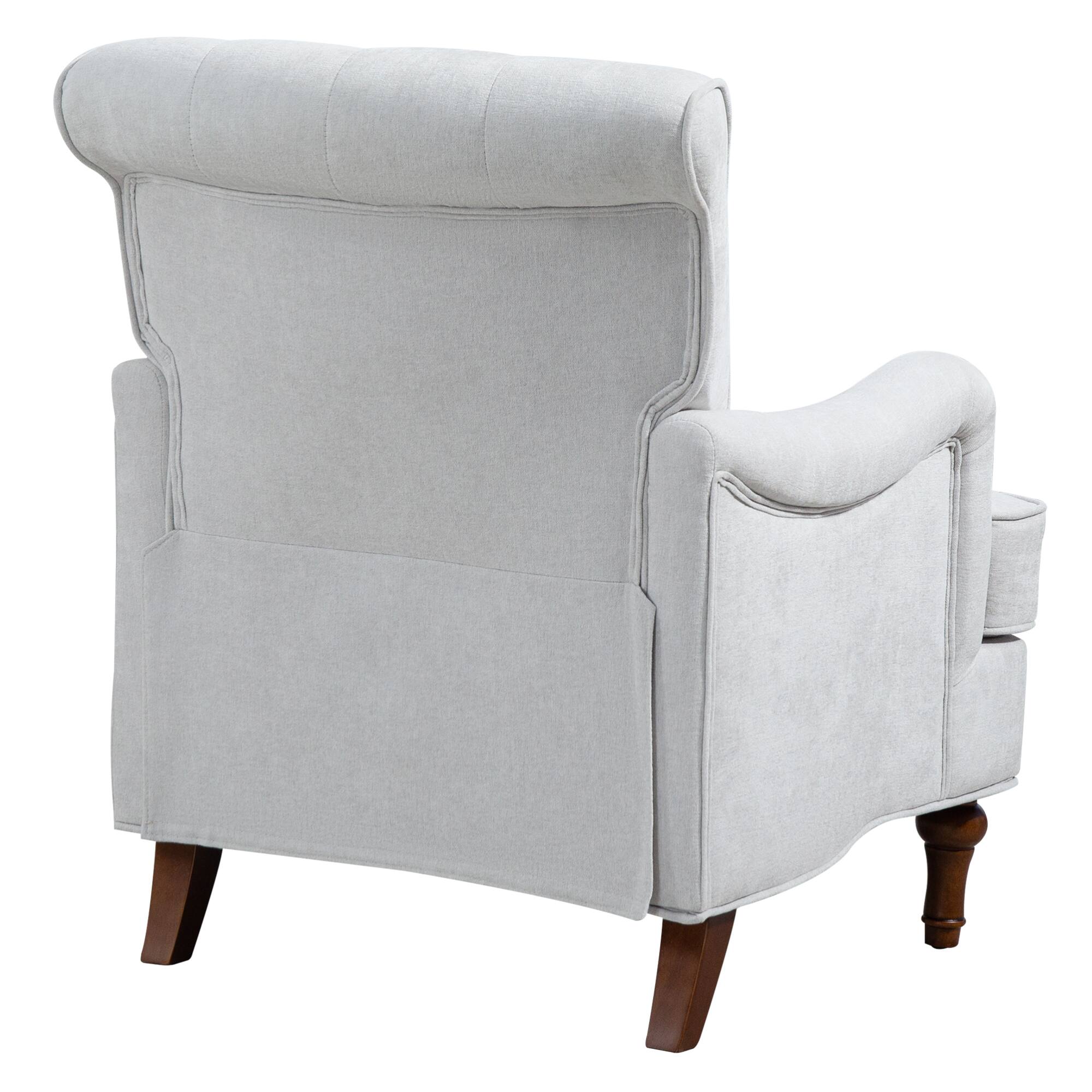 Alt View 8. GOODSILO - Comfortable Upholstered Accent Armchair with Ergonomic Support and Retro Wooden Legs for Living Room or Office - Oatmeal.