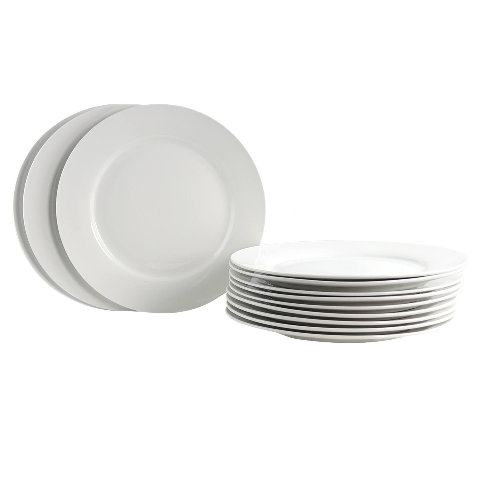 Gibson Home Noble Court Dinner Plate Set, Set of 12 White