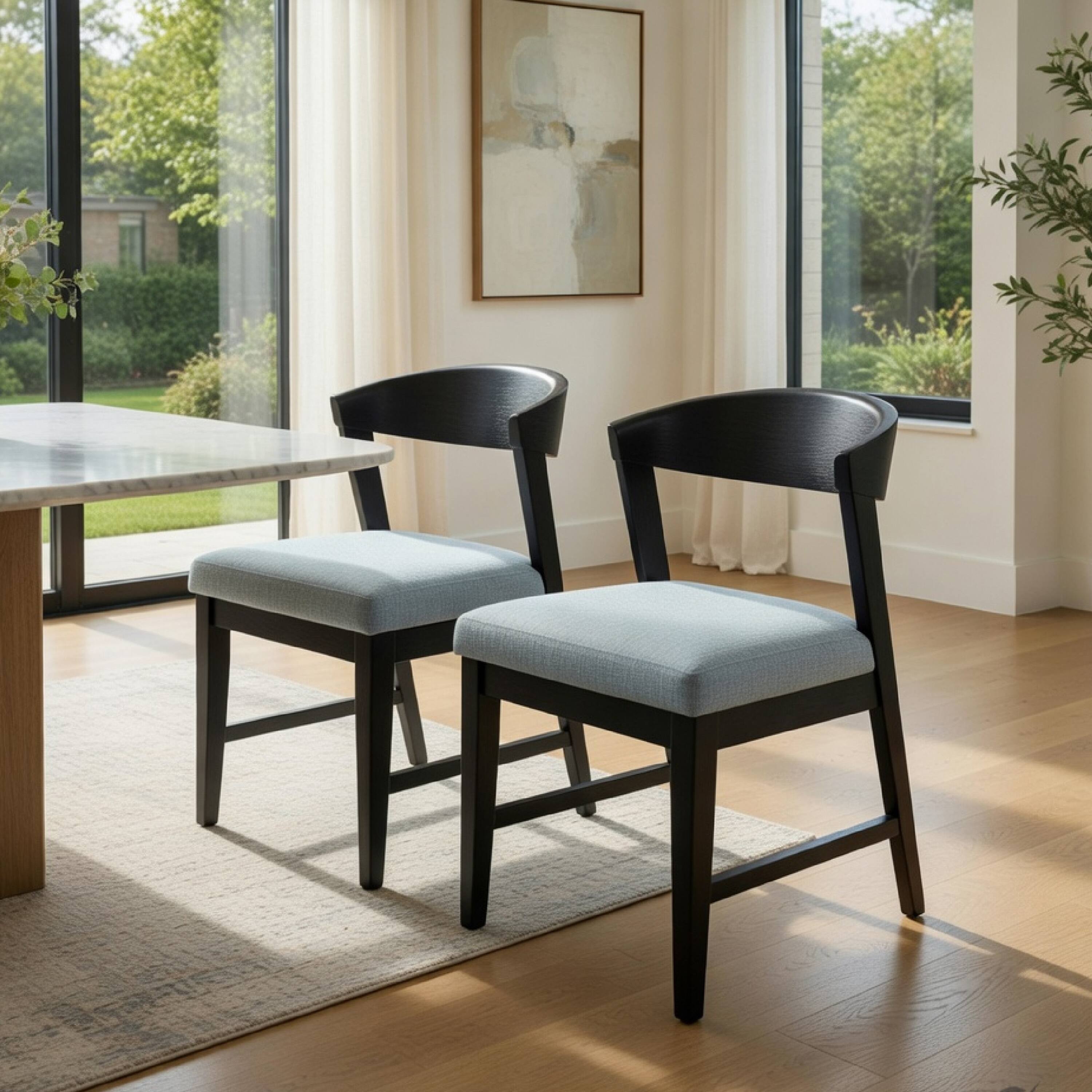 Alt View 5. Manhattan Lane - Vecy Side Chair Set of 2,  Fabric Seat, Curved Back, Vintage - Vintage Black, Gray.