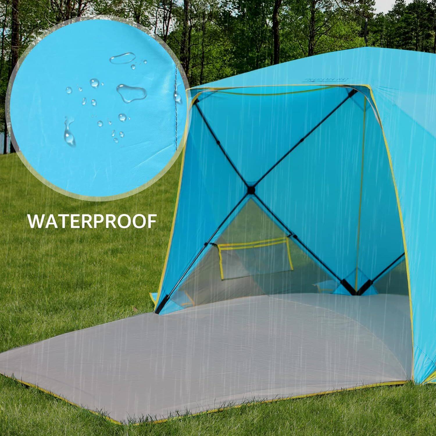 Back. Loheer - Loheer Portable Beach Tent UPF50+ Sun Shelter 4 Person Canopy - Blue.