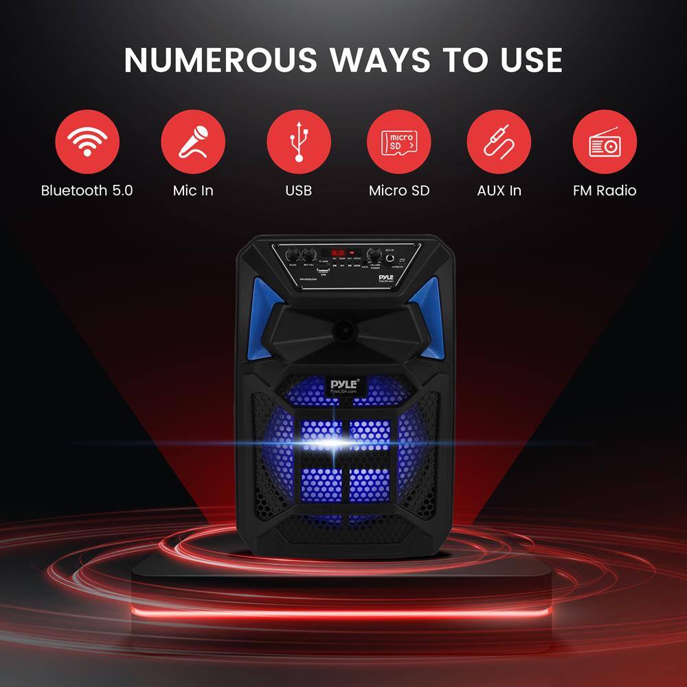 NUMEROUS WAYS TO USE

- Bluetooth 5.0
- Mic In
- USB
- Micro SD
- AUX In
- FM Radio