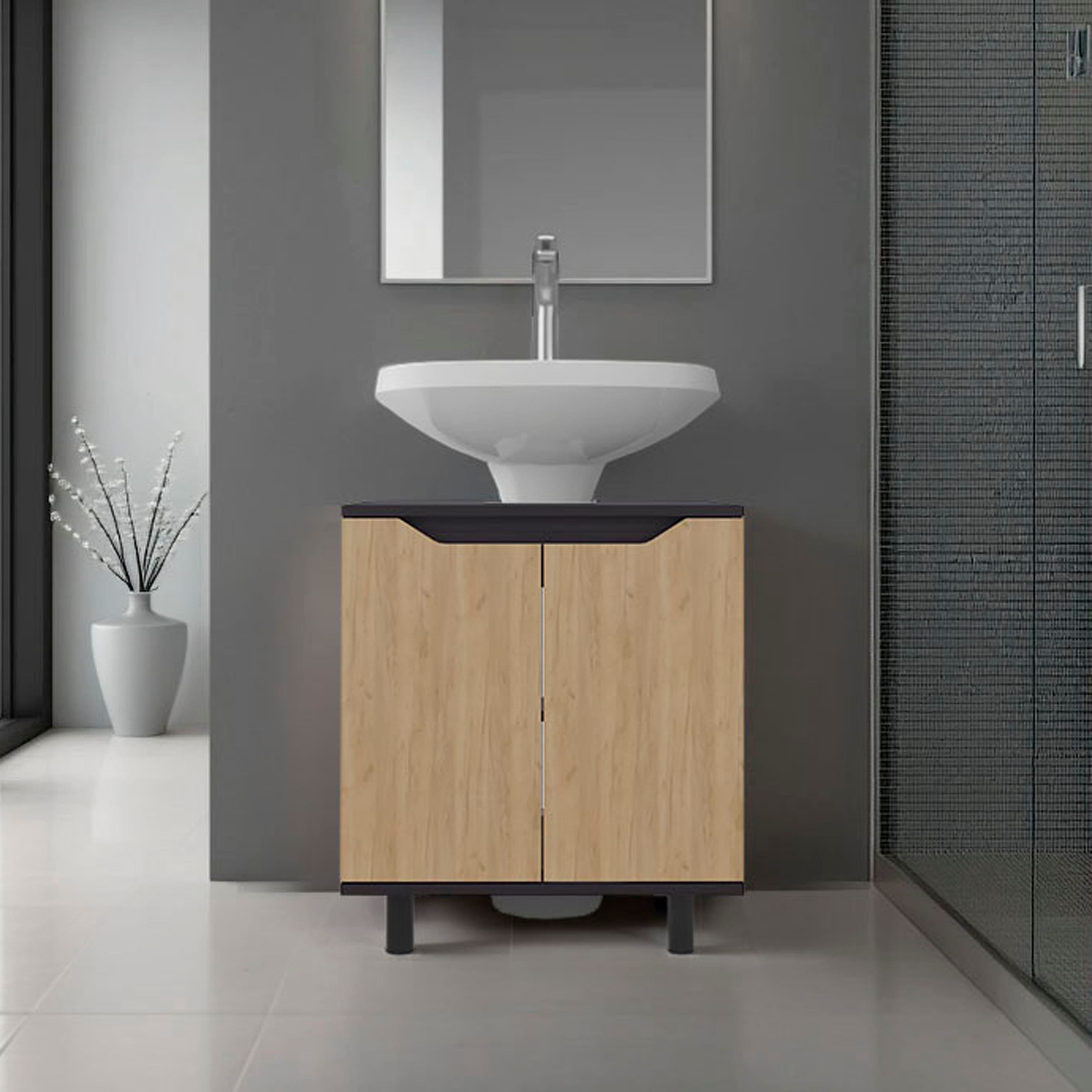 22 Inch Wide Marlo Freestanding Under Sink Cabinet 2 Doors Interior Shelves Modern Bathroom Storage